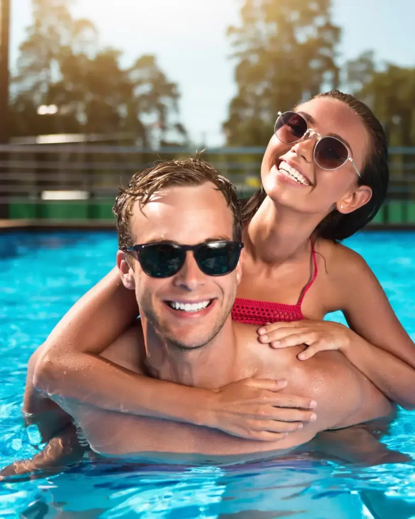 Happy couple in pool